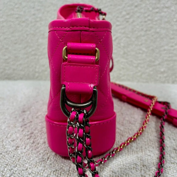 Authentic Chanel Fuchsia Goatskin Small Gabreille Bag - Picture 9 of 15